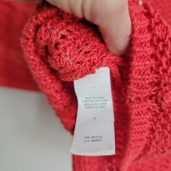 Lucky Brand Millbrae Open Loose Knit Crochet Burnt Orange Sweater Size Medium - Picture 6 of 10